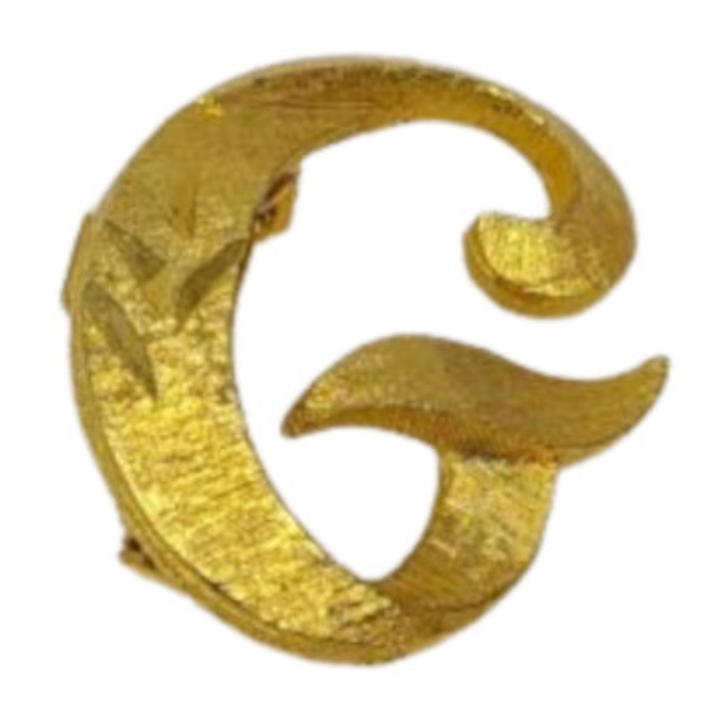 Vtg Mamselle Gold Tone Initial G Brooch Pin